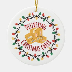 Mail Carrier Mailman UPS FedEx Christmas Ceramic Ornament