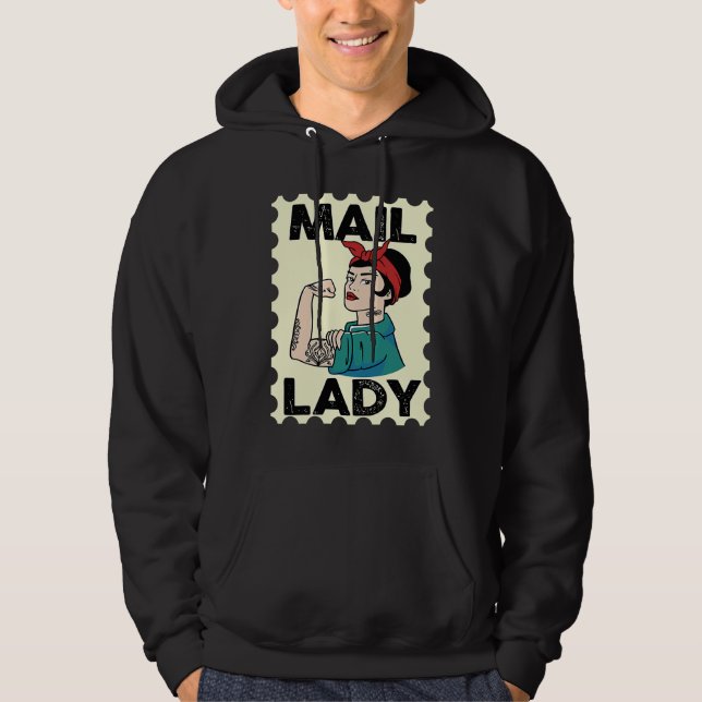 Mail Carrier Postal Worker Postman Mail Lady Stamp Hoodie (Front)