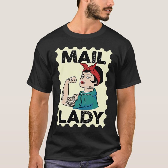 Mail Carrier Postal Worker Postman Mail Lady Stamp T-Shirt (Front)