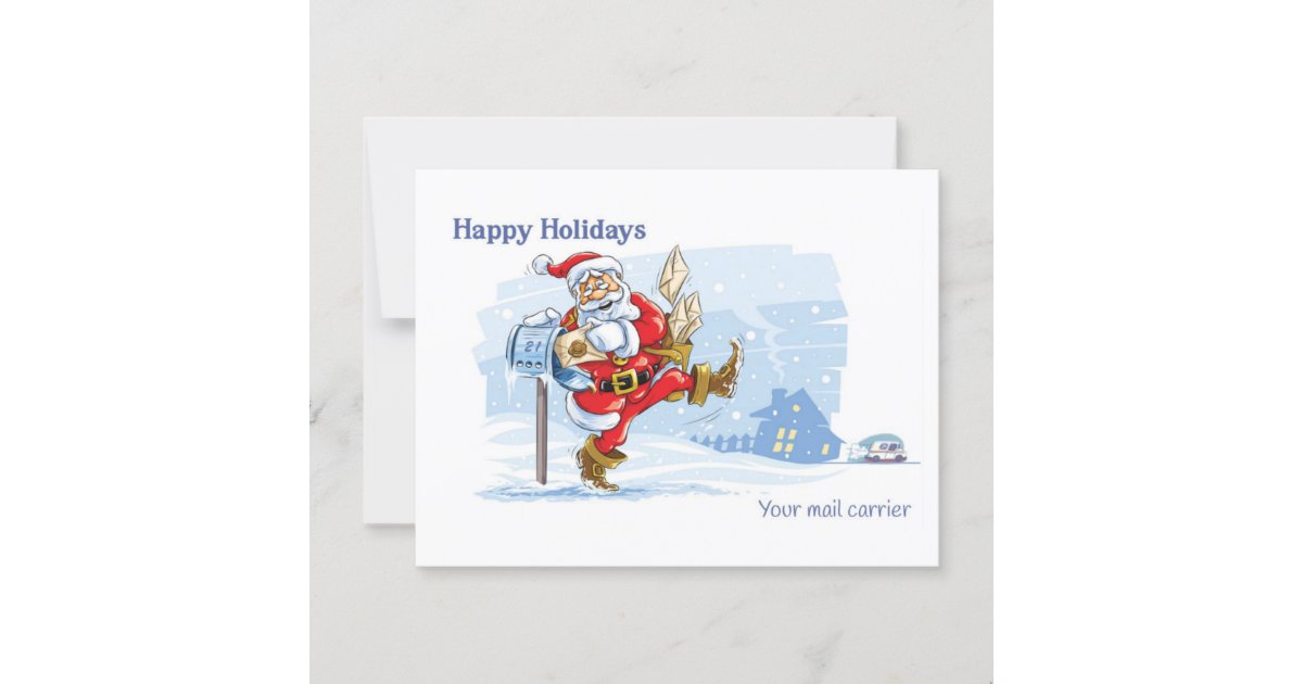 Mail Carrier Thank You Holiday Cards (50 Pack) Wreath Scene - Christmas