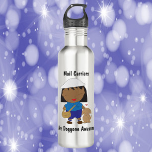 Mail Carriers Are Doggone Awesome Black Female Stainless Steel Water Bottle