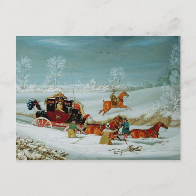Mail Coach in the Snow Postcard (Front)