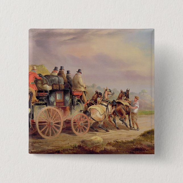 Mail Coaches on the Road: The 'Quicksilver' Devonp Button (Front)