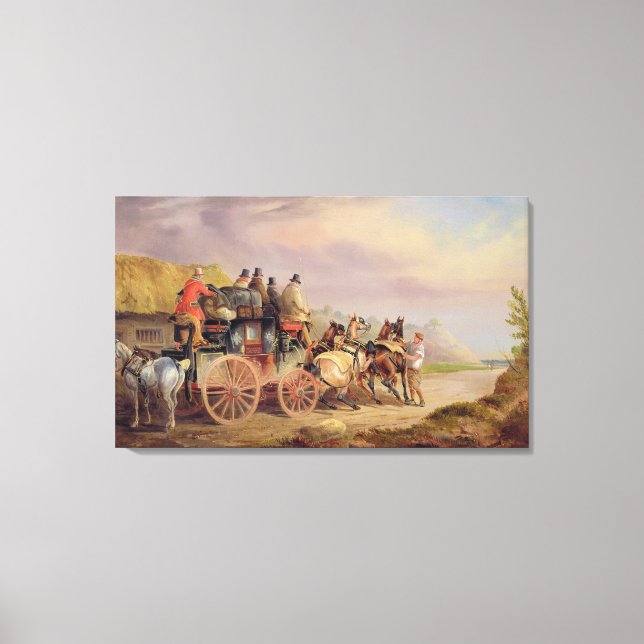 Mail Coaches on the Road: The 'Quicksilver' Devonp Canvas Print (Front)