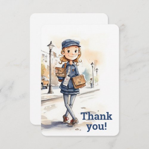 Mail Lady Letter Carrier  Thank You Card