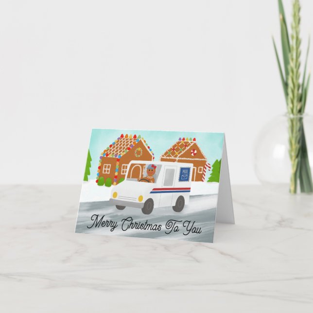 Mail Lady Personalized Mail Carrier Christmas Thank You Card (Front)