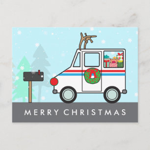 Mail Man or Lady Christmas Holiday Thank You Postcard