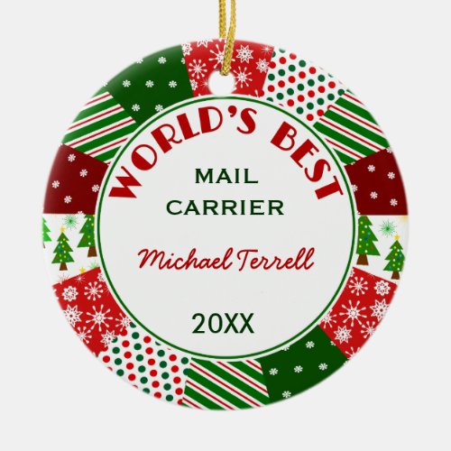 Mail or Delivery Person Christmas gift Ceramic Ornament
