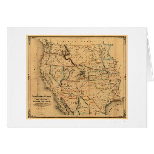 Mail Route Railroad Map 1859 Cards (Front Horizontal)