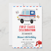 Mail truck birthday party invitation