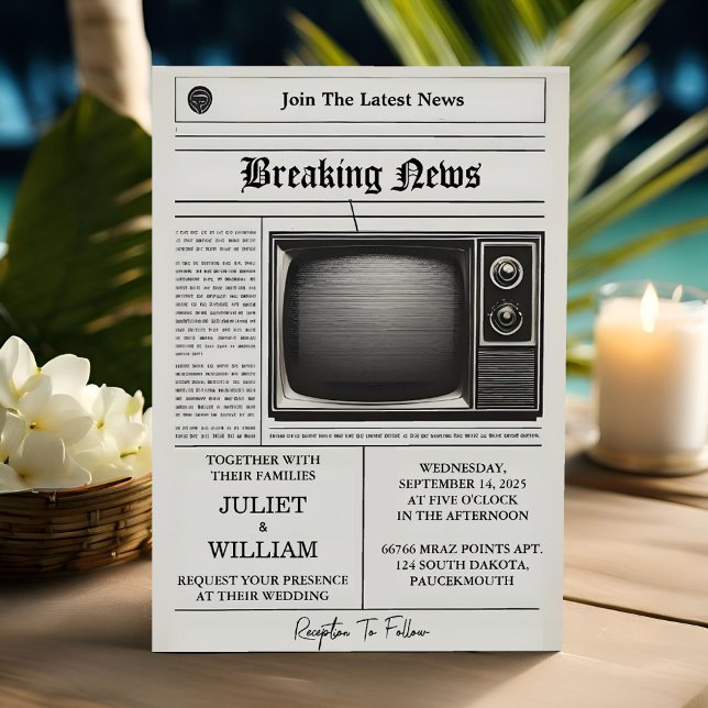 Mail Vintage Pays Old Retro Newspaper Wedding Invitation (Creator Uploaded)