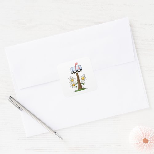 Mailbox And Daisies Square Sticker