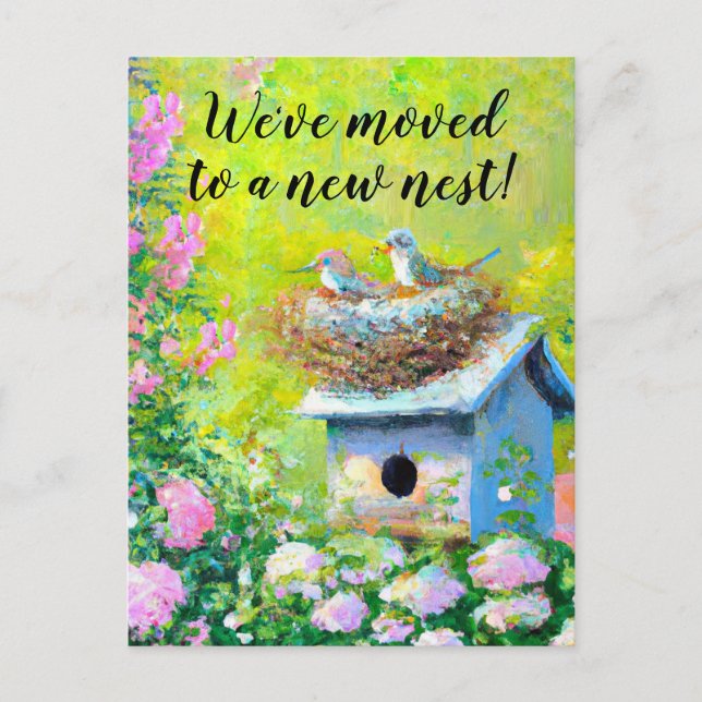 Mailbox Bird Nest New Home Moving Announcemen Postcard (Front)