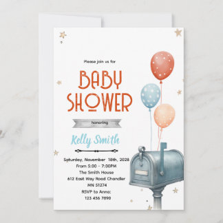 Mailbox boy baby shower invitation