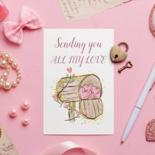 Mailbox Cute Pink Hearts Valentine's Day Card