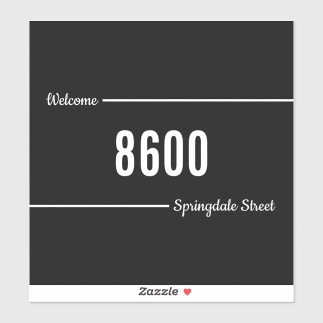 Mailbox Decal Black & White Name/Street Address (Sheet)