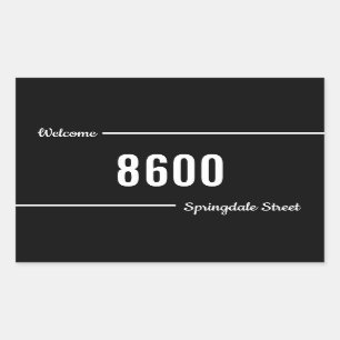 Mailbox Decal Black & White Welcome Street Address Rectangular Sticker