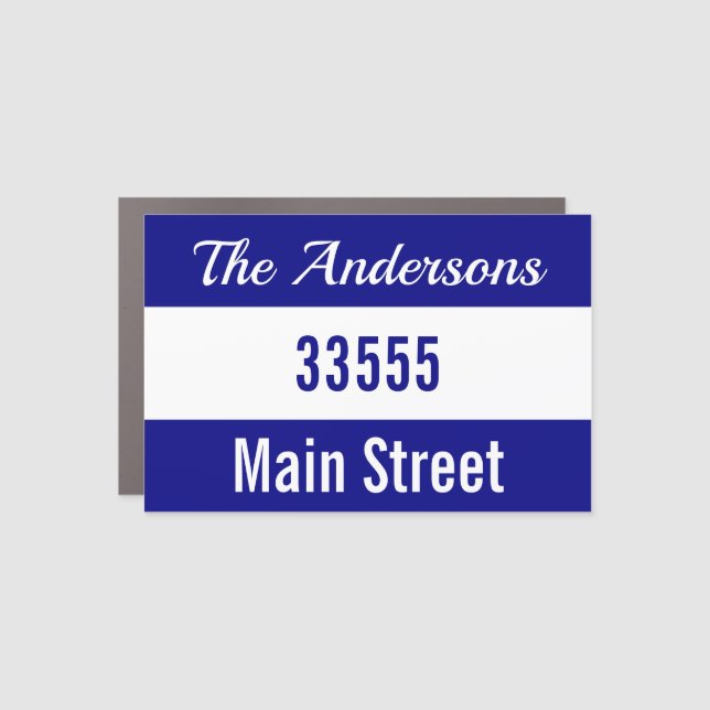 Mailbox Decal Navy Blue White Name & House Number (Front)
