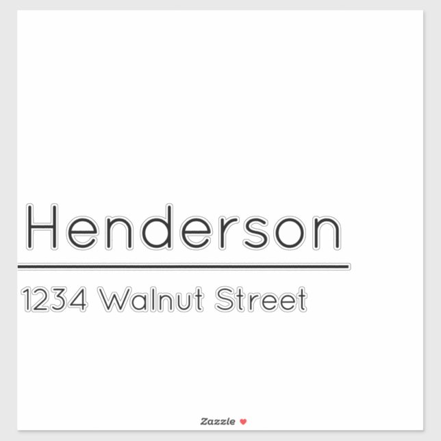 Mailbox Decal White and Black Name  Street Address (Sheet)