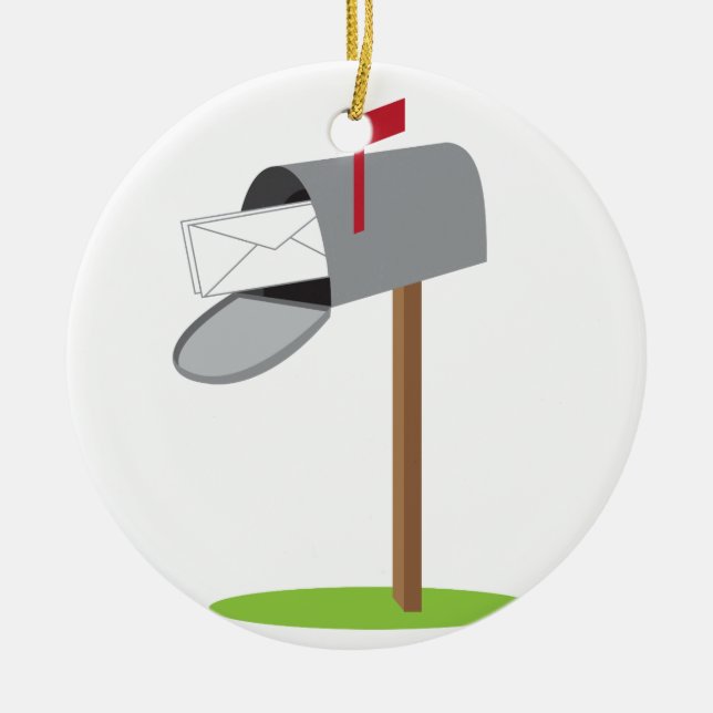 Mailbox & Letter Ceramic Ornament (Front)