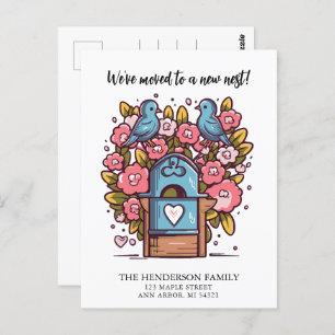 Mailbox Love Birds New Home Moving Announcement Postcard
