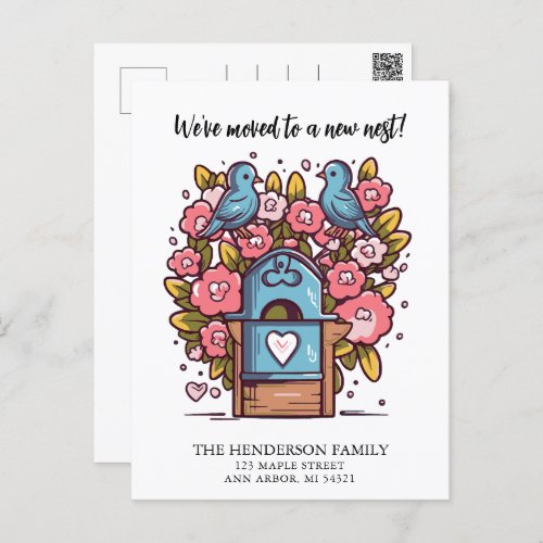 Mailbox Love Birds New Home Moving Announcement Postcard