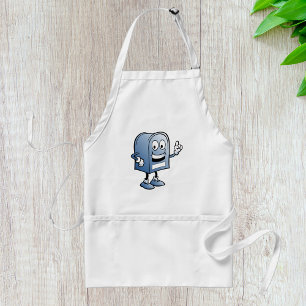 Mailbox Mascot Happy Blue Postal Character  Adult Apron