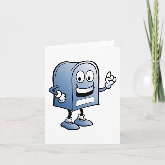 Mailbox Mascot Happy Blue Postal Character  Card (Front)