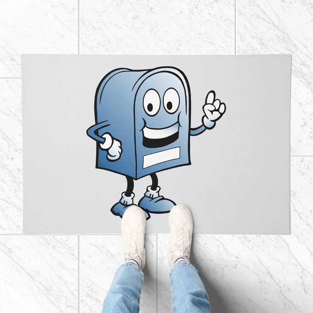 Mailbox Mascot Happy Blue Postal Character  Doormat (Creator Uploaded)