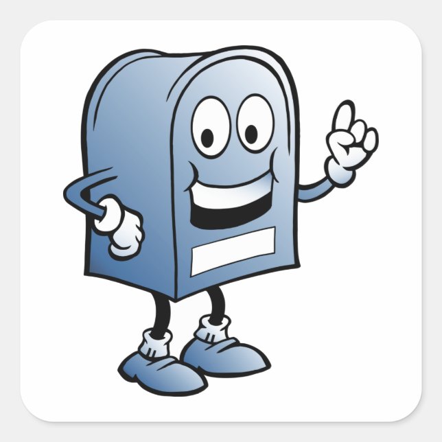 Mailbox Mascot Happy Blue Postal Character  Square Sticker (Front)