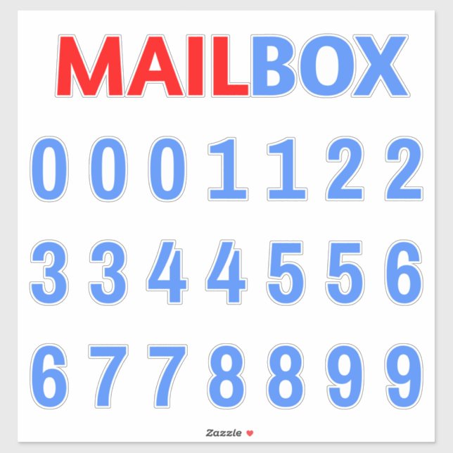 Mailbox Numbers - Simple  Sticker (Sheet)