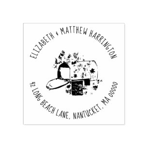 Mailbox Retro Return Address Rubber Stamp