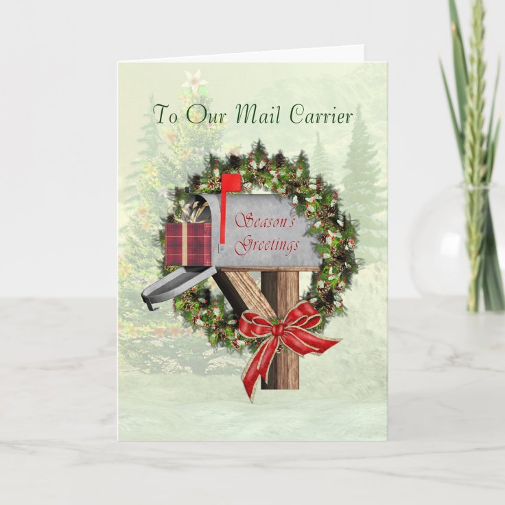 Mailbox Season's Greetings To the Mail Carrier Holiday Card Zazzle
