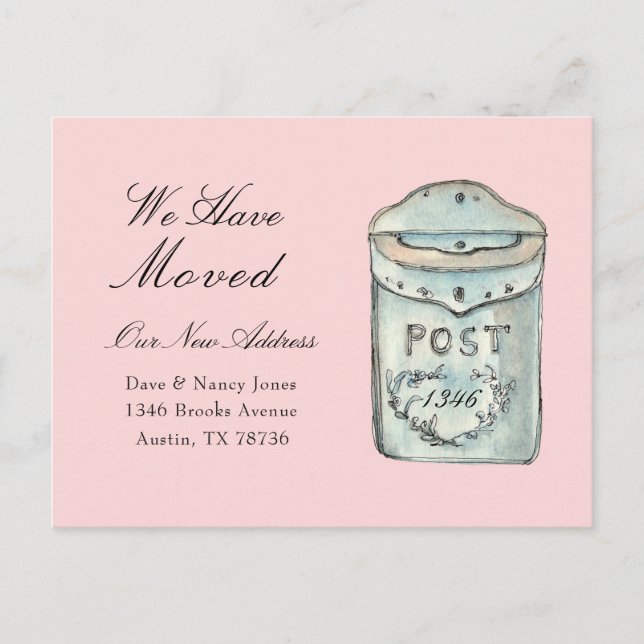 Mailbox watercolor New Home Moving Postcard (Front)