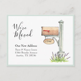 Mailbox watercolor New Home Moving Postcard