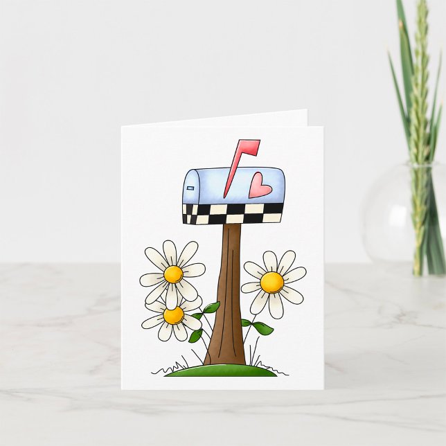 Mailbox with Daisies and Heart Flag Country Garden Card (Creator Uploaded)