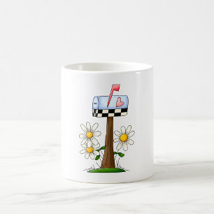 Mailbox with Daisies and Heart Flag Country Garden Coffee Mug