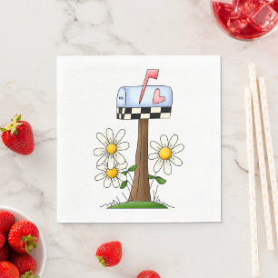 Mailbox with Daisies and Heart Flag Country Garden Napkins