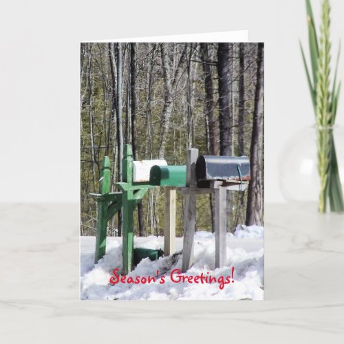 Mailboxes in Winter Holiday Card