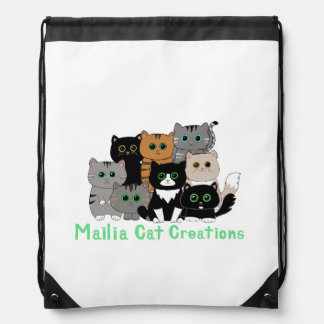 Mailia Cat Creations Cat Family Drawstring Bag
