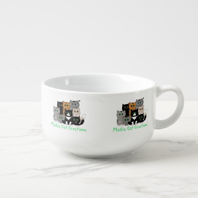 Mailia Cat Creations Cat Family Soup Mug (Left)