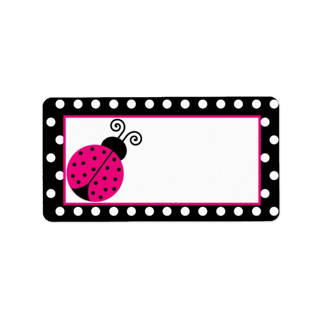 Mailing Address Black Spring Time Lady Bug Label (Front)