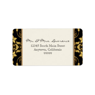 Mailing Label Floral Damask Glitter Formal Wedding