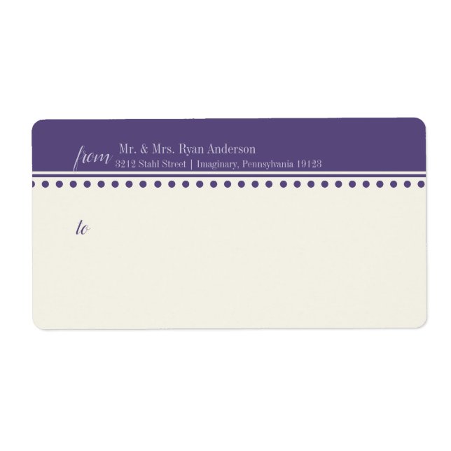 Mailing Label for Wedding Invitations, Purple (Front)