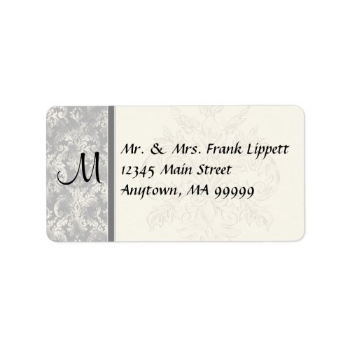 Mailing Labels - Fleur di Lys Damask - Grey