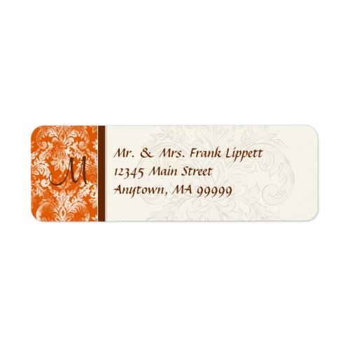 Mailing Labels - Fleur di Lys Damask - Orange