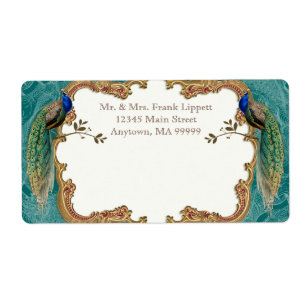 Mailing Labels - Golden Peacock & Calligraphy