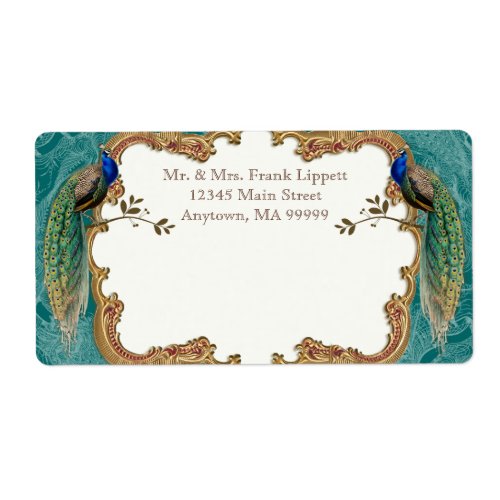 Mailing Labels - Golden Peacock & Calligraphy