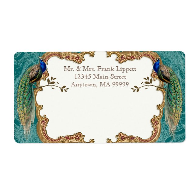 Mailing Labels - Golden Peacock & Calligraphy (Front)