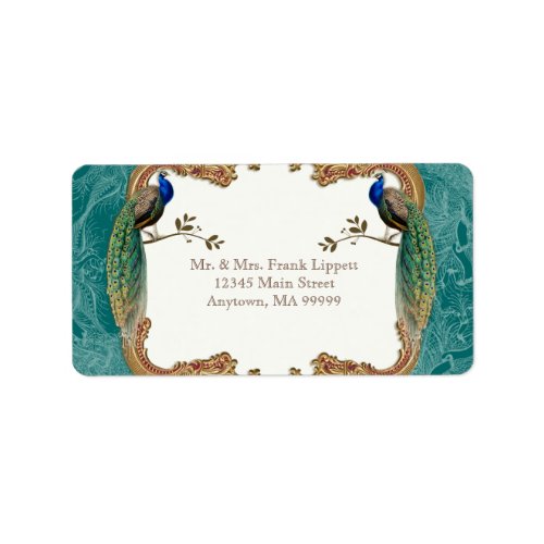 Mailing Labels - Golden Peacock & Calligraphy